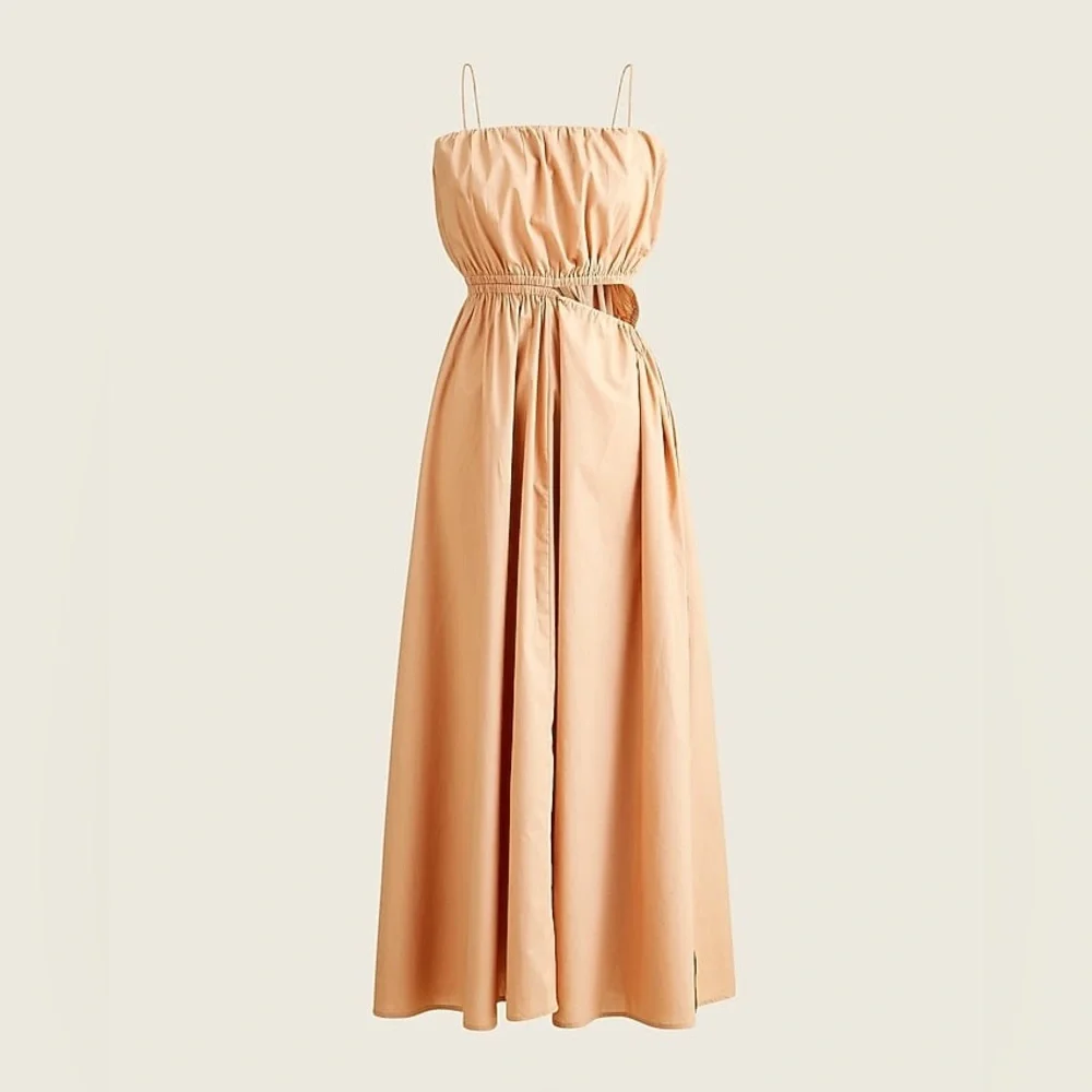 j.crew side cut-out 100% cotton poplin maxi dress